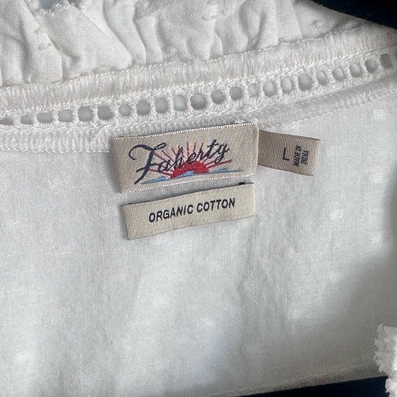 Faherty Willa Button Front Peasant Blouse Size L $158 - Picture 9 of 10